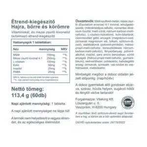 Vitaking Haj, bőr, köröm szépségvitamin tabletta - 60db 5 Vitaking Haj, bőr, köröm szépségvitamin tabletta - 60db - Image 3
