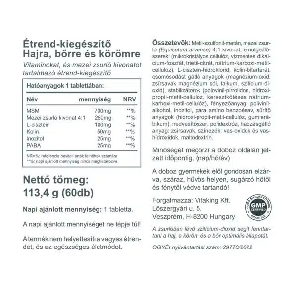 Vitaking Haj, bőr, köröm szépségvitamin tabletta - 60db 3 Vitaking Haj, bőr, köröm szépségvitamin tabletta - 60db - Image 3