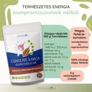 Organiqa 100% bio csokoládé-maca vegán fehérje mix - 200g 6 Organiqa 100% bio csokoládé-maca vegán fehérje mix - 200g - Image 3