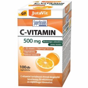 JutaVit C-vitamin 500mg+D3+csipkebogyó kivonat narancs ízű rágótabletta – 100db