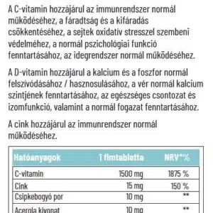 Dr. Herz C-vitamin 1500mg + D3+Cink RETARD filmtabletta – 60db 3 Dr. Herz C-vitamin 1500mg + D3+Cink RETARD filmtabletta – 60db - Image 2