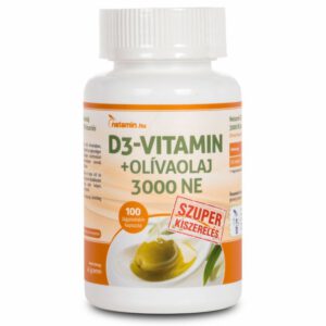 Netamin D3-vitamin+olívaolaj 3000NE Szuper kiszerelés lágyzselatin kapszula – 100db