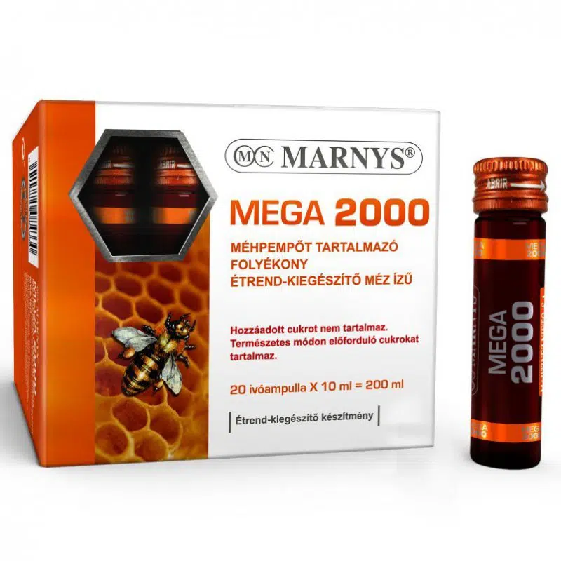 Marnys Mega 2000 méhpempőt tartalmazó ivóampulla - 20x10ml 1 marnys-mega-2000-etrend-kiegeszito-20x10ml.jpg