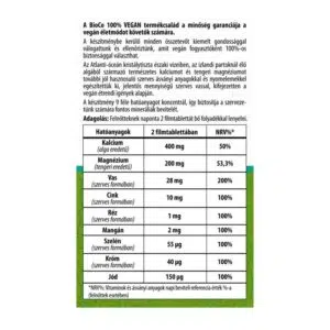 BioCo 100% VEGAN Alga Kalcium & Tengeri Magnézium filmtabletta - 60db 3 BioCo 100% VEGAN Alga Kalcium & Tengeri Magnézium filmtabletta - 60db - Image 2
