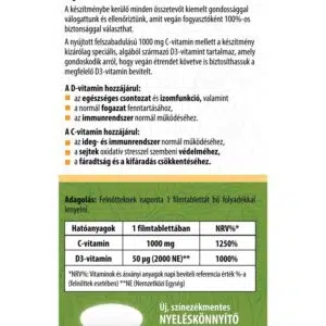 BioCo 100% VEGAN C+D Duo C-vitamin 1000mg+alga D3-vitamin RETARD filmtabletta - 90db 3 BioCo 100% VEGAN C+D Duo C-vitamin 1000mg+alga D3-vitamin RETARD filmtabletta - 90db - Image 2