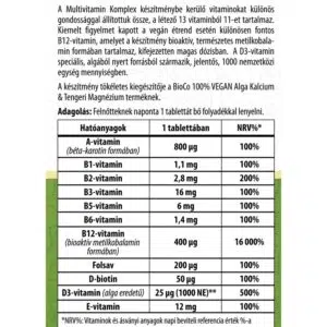 BioCo 100% VEGAN Multivitamin Komplex tabletta - 30db - Image 2