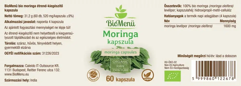 Biomenü Bio moringa kapszula - 60db 2 Biomenü Bio moringa kapszula - 60db - Image 2