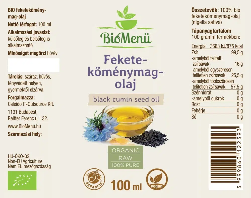 Biomenü Bio Feketeköménymag-olaj - 100ml 2 Biomenü Bio Feketeköménymag-olaj - 100ml - Image 2