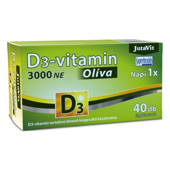 JutaVit Olíva D3-vitamin 3000NE lágyzselatin kapszula - 40db 1 JutaVit Olíva D3-vitamin 3000NE lágyzselatin kapszula - 40db