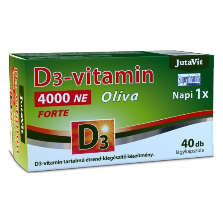 JutaVit Olíva D3-vitamin 4000NE Forte lágyzselatin kapszula - 40db 1 JutaVit Olíva D3-vitamin 4000NE Forte lágyzselatin kapszula - 40db