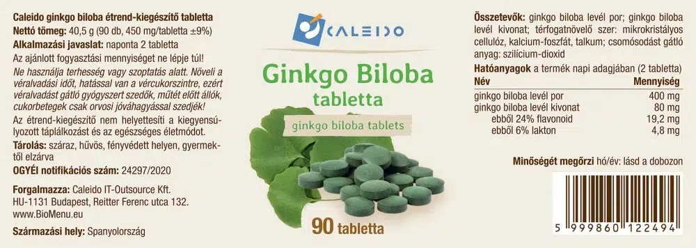 Caleido Ginkgo Biloba tabletta - 90db 2 Caleido Ginkgo Biloba tabletta - 90db - Image 2