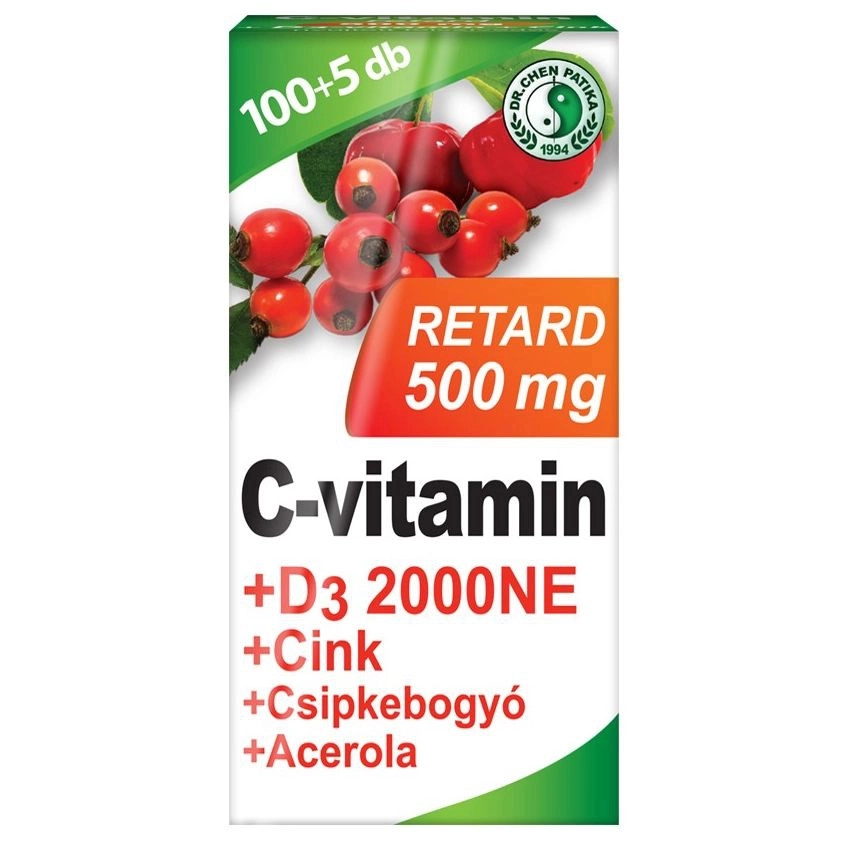 Dr. Chen C-vitamin 500 mg + D3 2000NE + Cink RETARD tabletta 1 Dr. Chen C-vitamin 500mg+D3-vitamin+cink RETARD tabletta - 105db