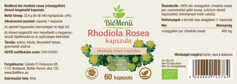 Biomenü Bio Rhodiola Rosea kapszula - 60db 2 Biomenü Bio Rhodiola Rosea kapszula - 60db - Image 2