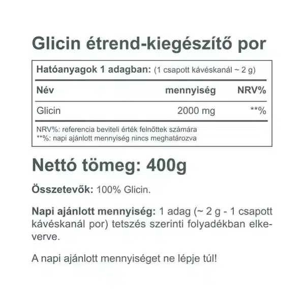 Vitaking Glicin natúr italpor - 400g 2 Vitaking Glicin natúr italpor - 400g - Image 2