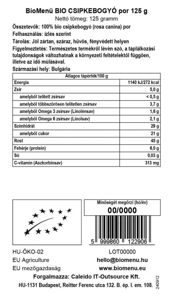 Biomenü Bio Csipkebogyó por - 125g 2 Biomenü Bio Csipkebogyó por - 125g - Image 2