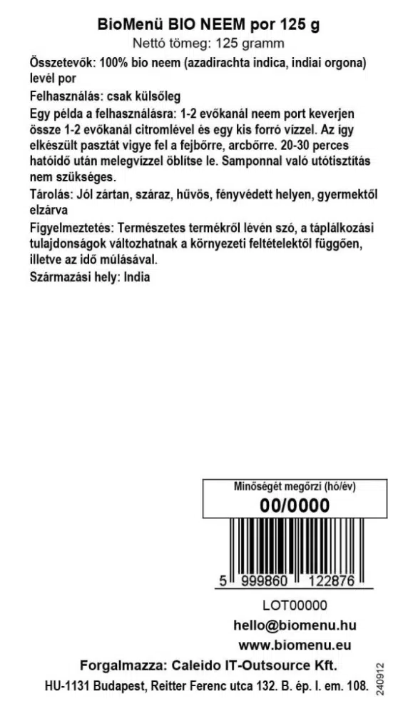 Biomenü Bio Neem por - 125g 2 Biomenü Bio Neem por - 125g - Image 2