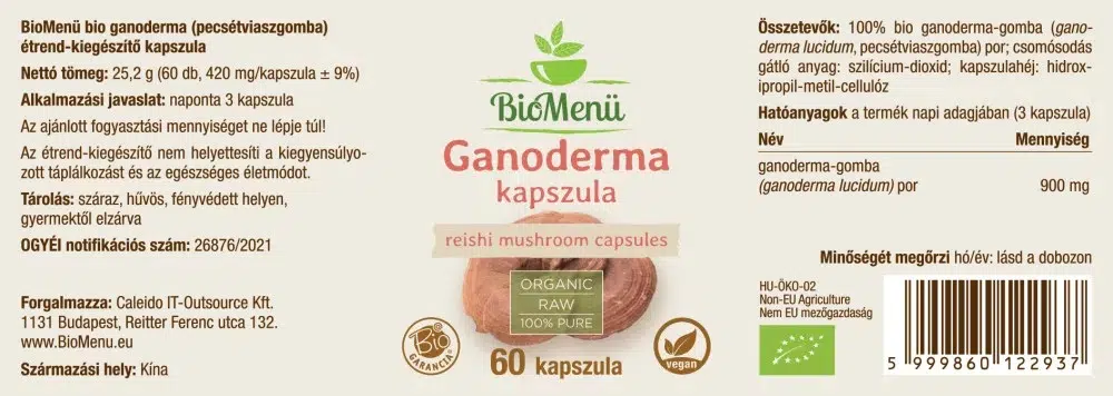 Biomenü Bio Ganoderma kapszula - 60db 2 Biomenü Bio Ganoderma kapszula - 60db - Image 2