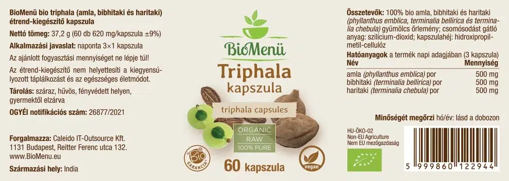 Biomenü Bio Triphala kapszula - 60db 2 Biomenü Bio Triphala kapszula - 60db - Image 2