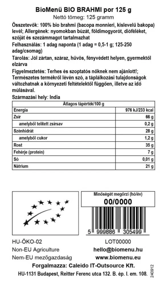 Biomenü Bio Brahmi por - 125g 2 Biomenü Bio Brahmi por - 125g - Image 2
