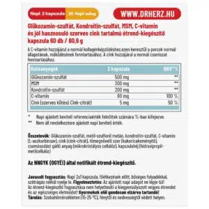 Dr. Herz Glükozamin+Kondroitin-szulfát+MSM kapszula - 60db 3 Dr. Herz Glükozamin+Kondroitin-szulfát+MSM kapszula - 60db - Image 2