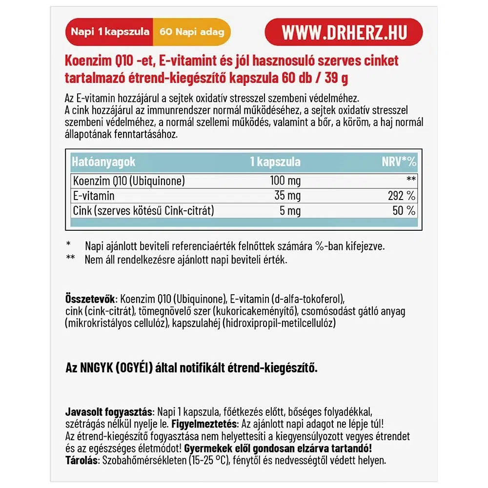 Dr. Herz Koenzim Q10 Ubiquinone 100mg kapszula - 60db 2 Dr. Herz Koenzim Q10 Ubiquinone 100mg kapszula - 60db - Image 2