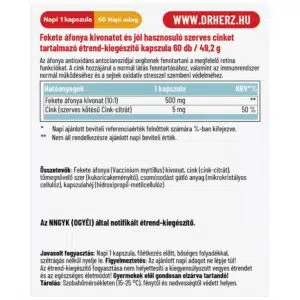 Dr. Herz Fekete Áfonya 500 mg + Szerves Cink kapszula - 60db 3 Dr. Herz Fekete Áfonya 500 mg + Szerves Cink kapszula - 60db - Image 2