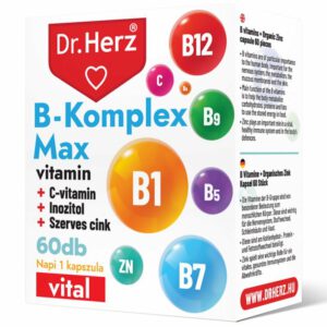 Dr. Herz B-Komplex Max+C-vitamin+Inozitol+Szerves Cink kapszula - 60db