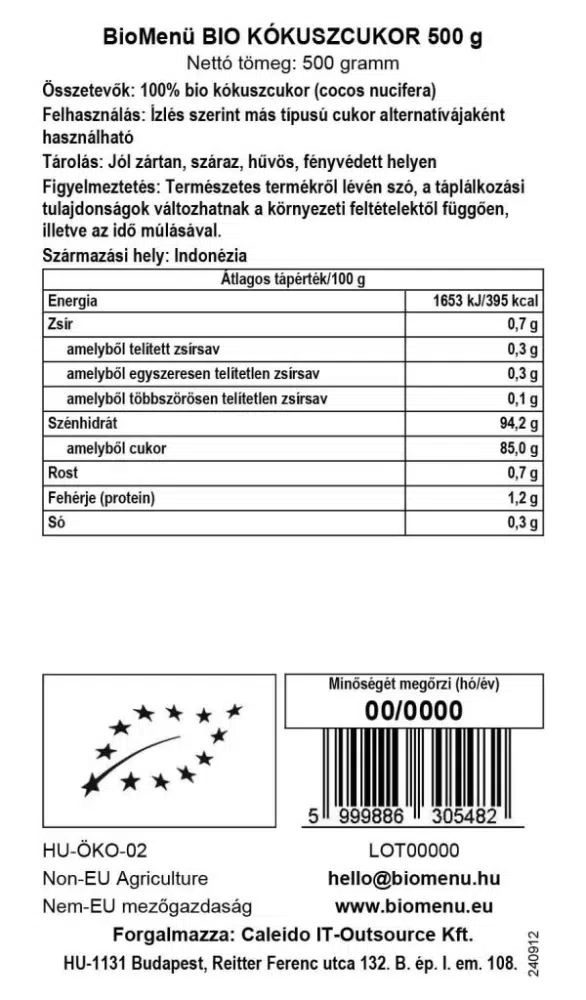 Biomenü Bio Kókuszcukor - 500g 2 Biomenü Bio Kókuszcukor - 500g - Image 2