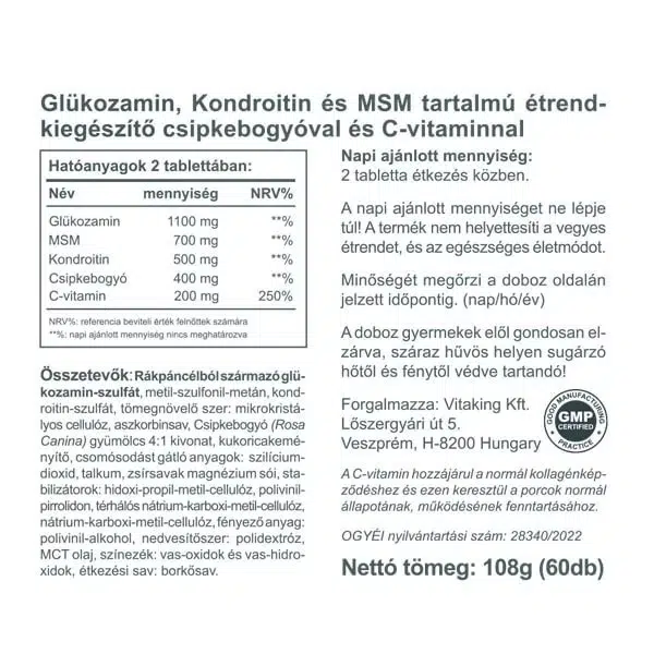 Vitaking Joint Formula - Ízületvédő tabletta - 60db 2 Vitaking Joint Formula - Ízületvédő tabletta - 60db - Image 2