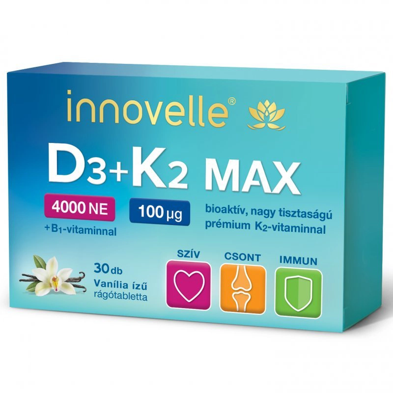 Innovelle D3+K2 Max 4000NE rágótabletta - 30db 1 Innovelle D3+K2 Max 4000NE rágótabletta - 30db