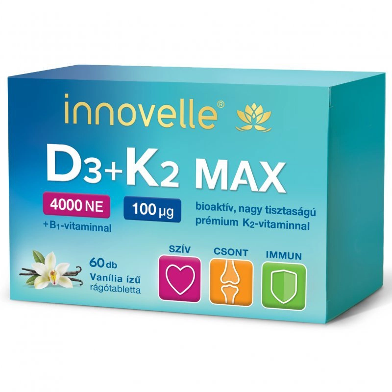 Innovelle D3+K2 Max 4000NE rágótabletta - 60db 1 Innovelle D3+K2 Max 4000NE rágótabletta - 60db