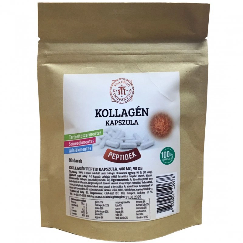 T.M. Tradíció Manufaktúra Kollagén peptid kapszula - 90db 1 T.M. Tradíció Manufaktúra Kollagén peptid kapszula - 90db