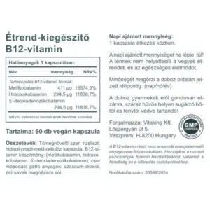 Vitaking B12-vitamin 1000mcg kapszula - 60db 3 Vitaking B12-vitamin 1000mcg kapszula - 60db - Image 2