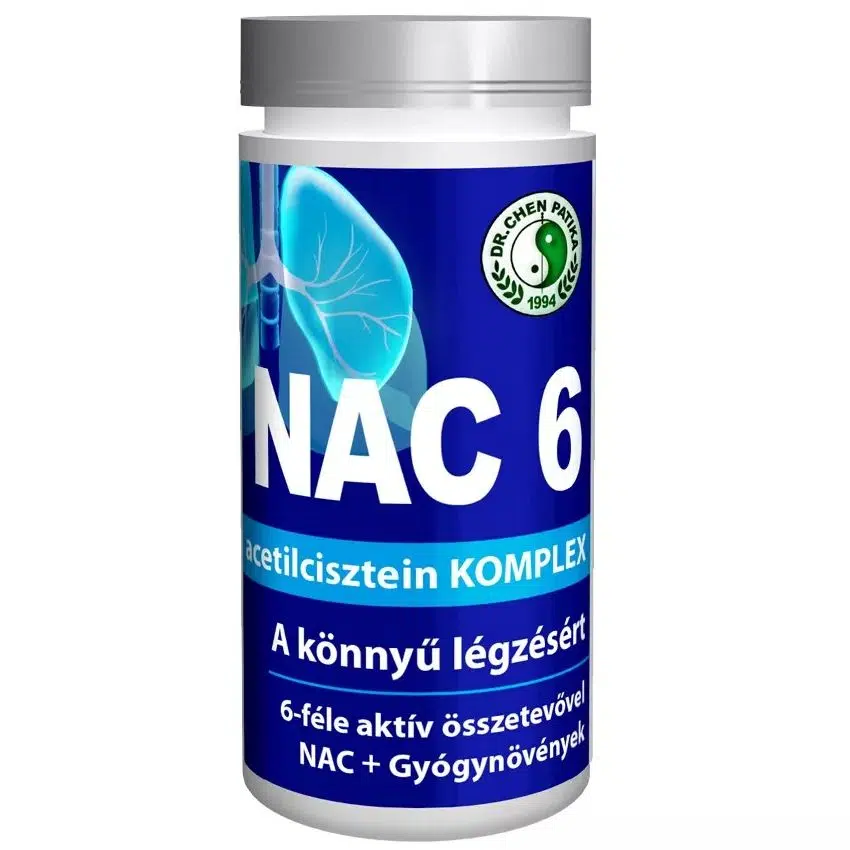 Dr. Chen NAC 6 N-Acetil L-Cisztein immunerősítő és nyákoldó komplex kapszula - 60db 1 Dr. Chen NAC 6 N-Acetil L-Cisztein immunerősítő és nyákoldó komplex kapszula - 60db