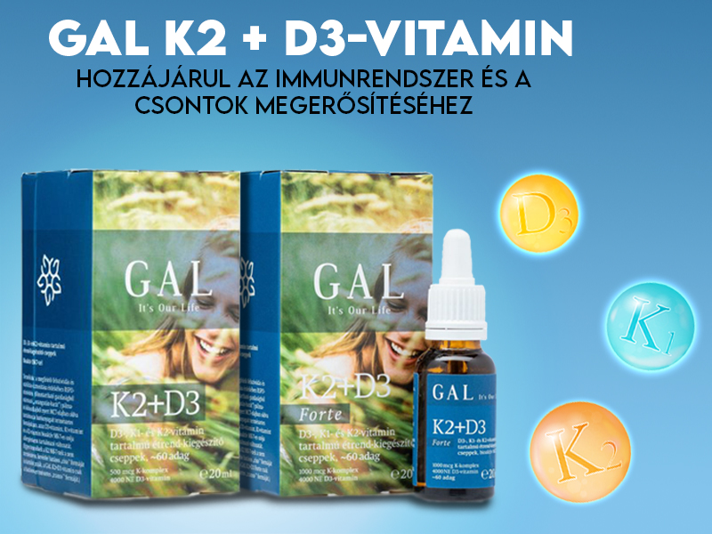 Csonterősítés + Immunerősítés egyszerre a GAL K2 + D3-vitamin cseppekkel!
