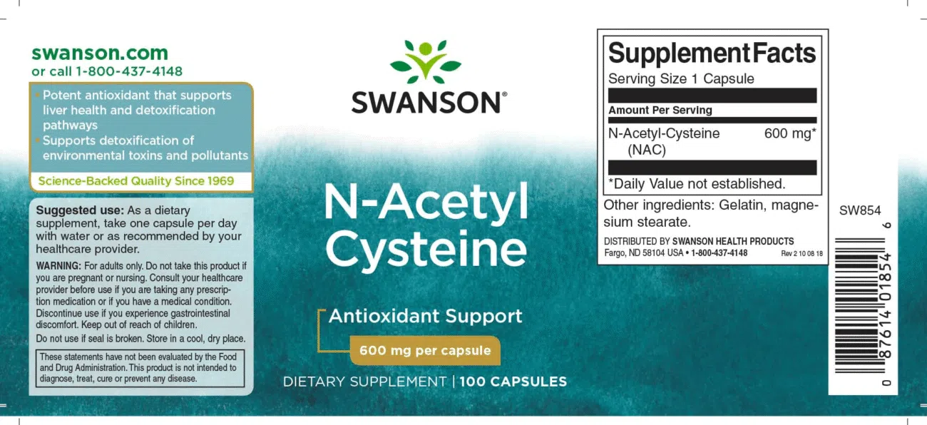 Swanson N-Acetil L-Cisztein (NAC) immunerősítő és nyákoldó kapszula - 100db 2 Swanson N-Acetil L-Cisztein (NAC) immunerősítő és nyákoldó kapszula - 100db - Image 2