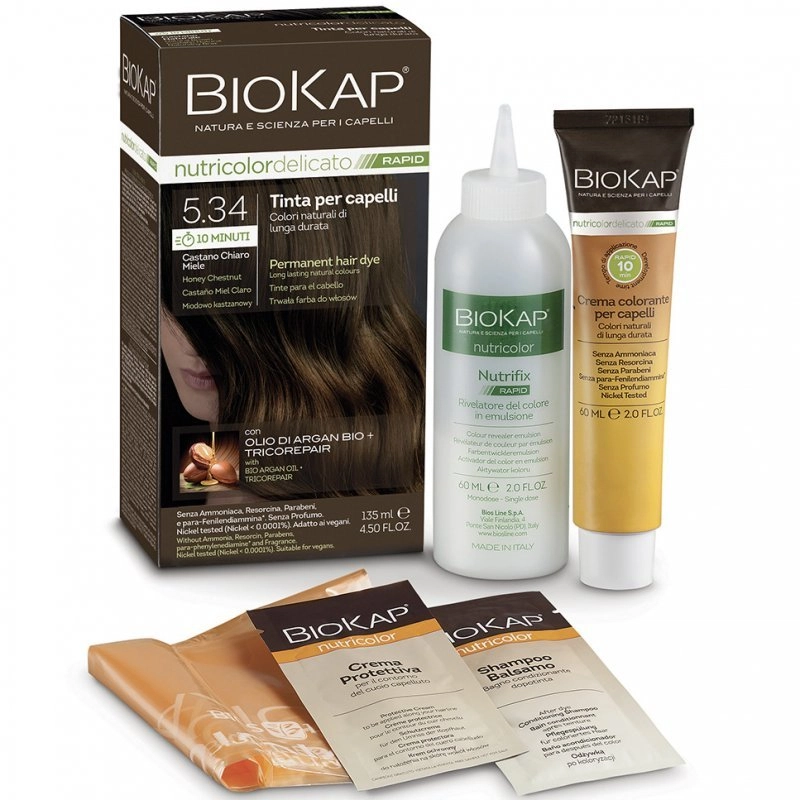 Biokap Nutricolor Rapid Tartós hajfesték Nr 5.34 mézes gesztenye barna - 135ml 1 Biokap Nutricolor Rapid Tartós hajfesték Nr 5.34 mézes gesztenye barna - 135ml