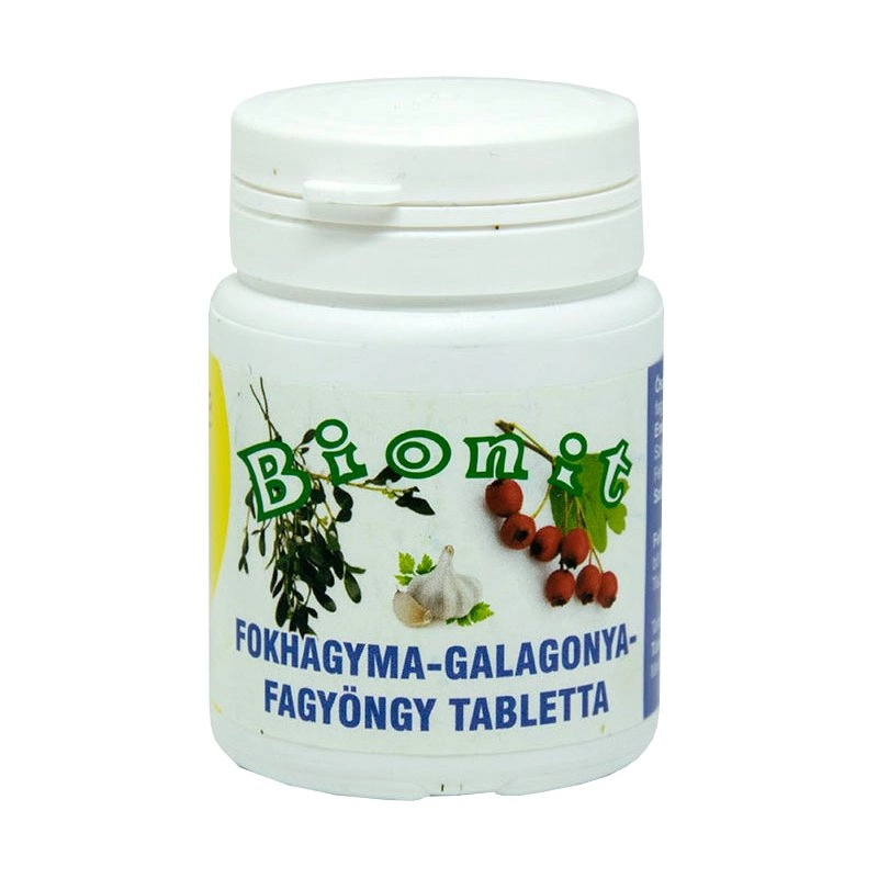 Bionit Fokhagyma-Galagonya-Fagyöngy tabletta - 150db 1 Bionit Fokhagyma-Galagonya-Fagyöngy tabletta - 150db