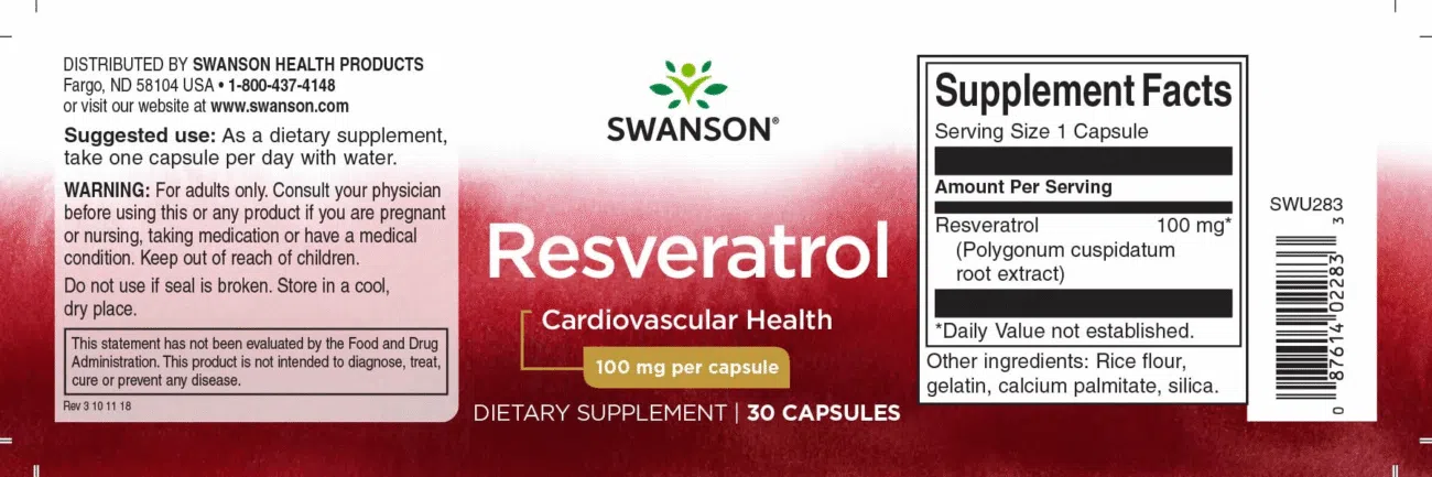 Swanson Resveratrol - Rezveratrol kapszula - 30db 2 Swanson Resveratrol - Rezveratrol kapszula - 30db - Image 2