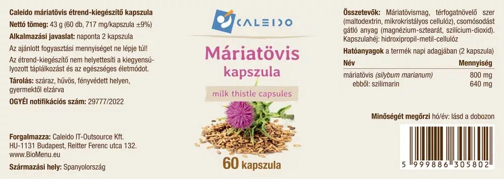 Caleido Máriatövis kapszula - 60db 2 Caleido Máriatövis kapszula - 60db - Image 2