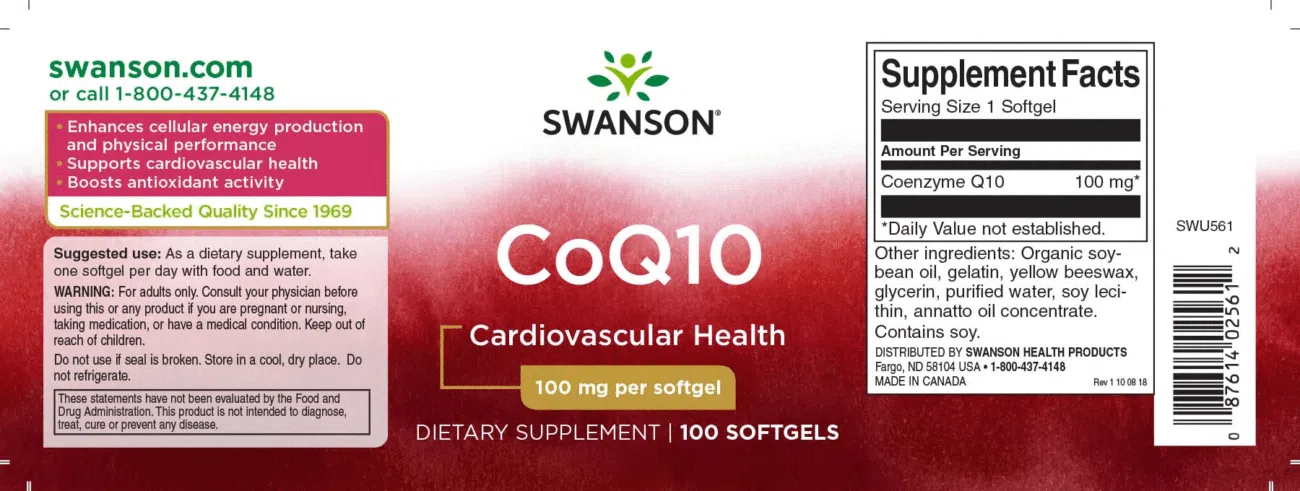 Swanson Q10 koenzim 100mg lágyzselatin kapszula - 100db 2 Swanson Q10 koenzim 100mg lágyzselatin kapszula - 100db - Image 2