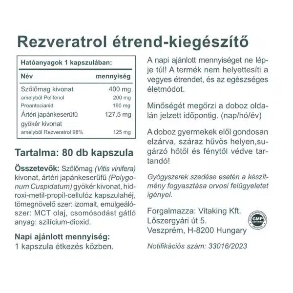 Vitaking Rezveratrol Extra kapszula - 80db 2 Vitaking Rezveratrol Extra kapszula - 80db - Image 2