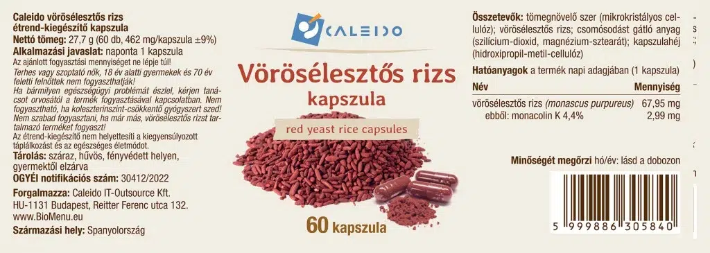 Caleido Vörösélesztős Rizs kapszula - 60db 2 Caleido Vörösélesztős Rizs kapszula - 60db - Image 2