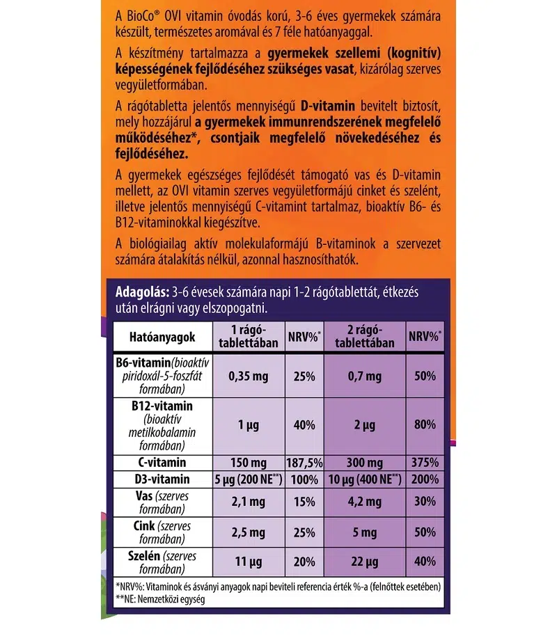 BioCo OVI-Vitamin rágótabletta - 90db 2 BioCo OVI-Vitamin rágótabletta - 90db - Image 2