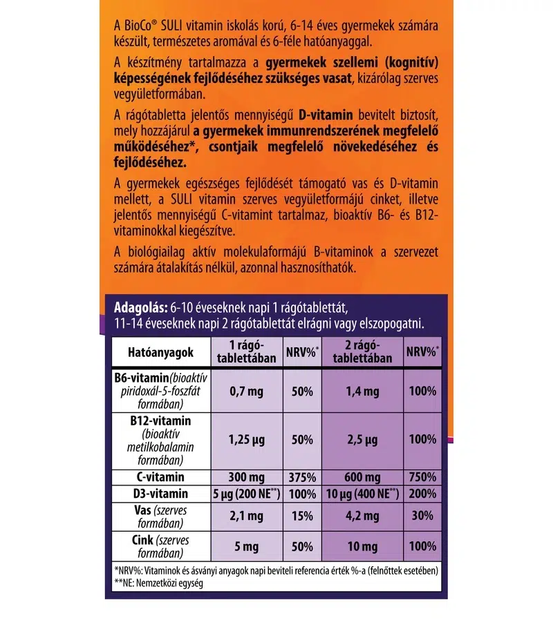 BioCo Suli-Vitamin rágótabletta - 90db 2 BioCo Suli-Vitamin rágótabletta - 90db - Image 2