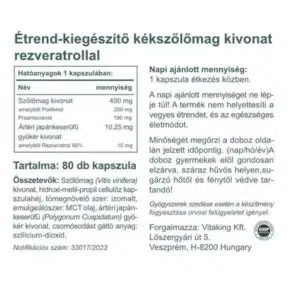 Vitaking Szőlőmag kivonat + Rezveratrol kapszula - 80db - Image 2