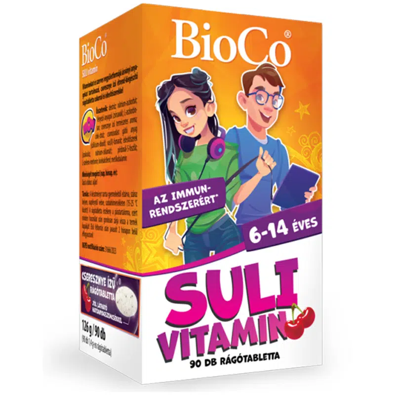 BioCo Suli-Vitamin cseresznye ízű rágótabletta - 90db 1 BioCo Suli-Vitamin cseresznye ízű rágótabletta - 90db