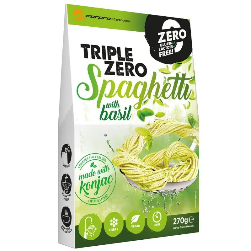 Forpro ZERO CARB Triple Zero Spagetti Basil (bazsalikom) tészta - 270g 1 Forpro ZERO CARB Triple Zero Spagetti Basil (bazsalikom) tészta - 270g