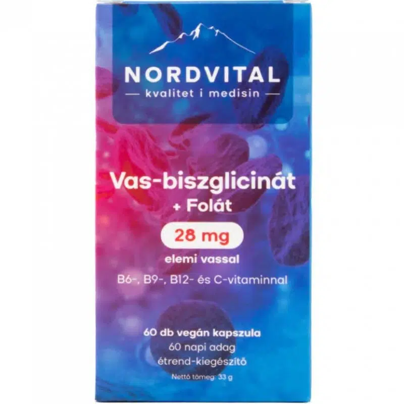 Nordvital Vas-biszglicinát + Folát kapszula - 60db 1 Nordvital Vas-biszglicinát + Folát kapszula - 60db