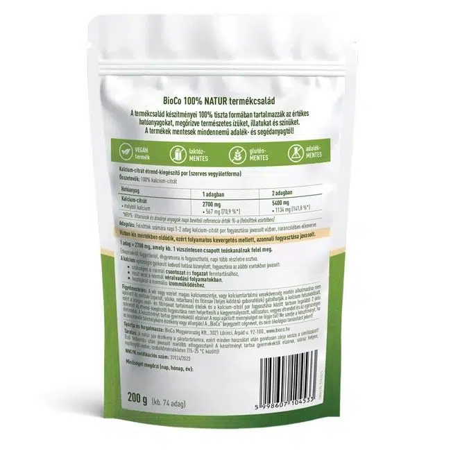 BioCo 100% NATUR Szerves Kalcium Citrát por - 200g 2 BioCo 100% NATUR Szerves Kalcium Citrát por - 200g - Image 2